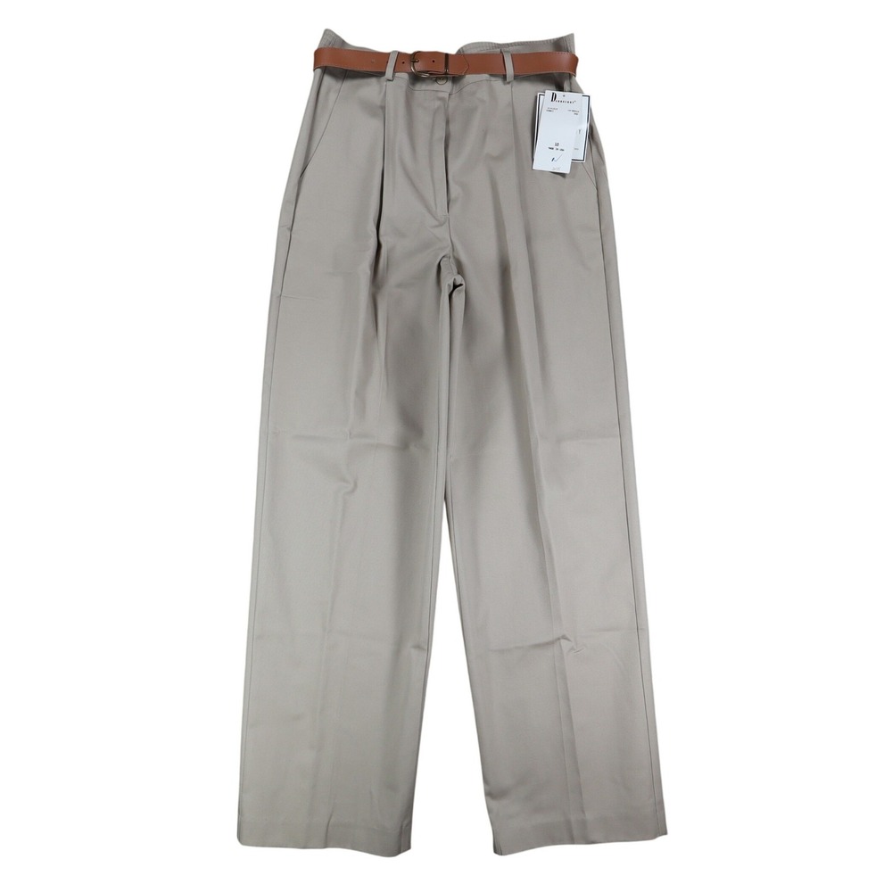 Donnkenny Pleated Trousers Womens 10 Vintage 90s Khaki Cotton Belted Chinos USA